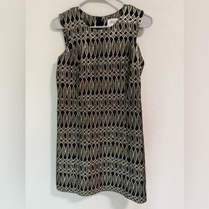 Milly Black Gold Metallic Jacquard Shift Dress Size 4 Made in USA